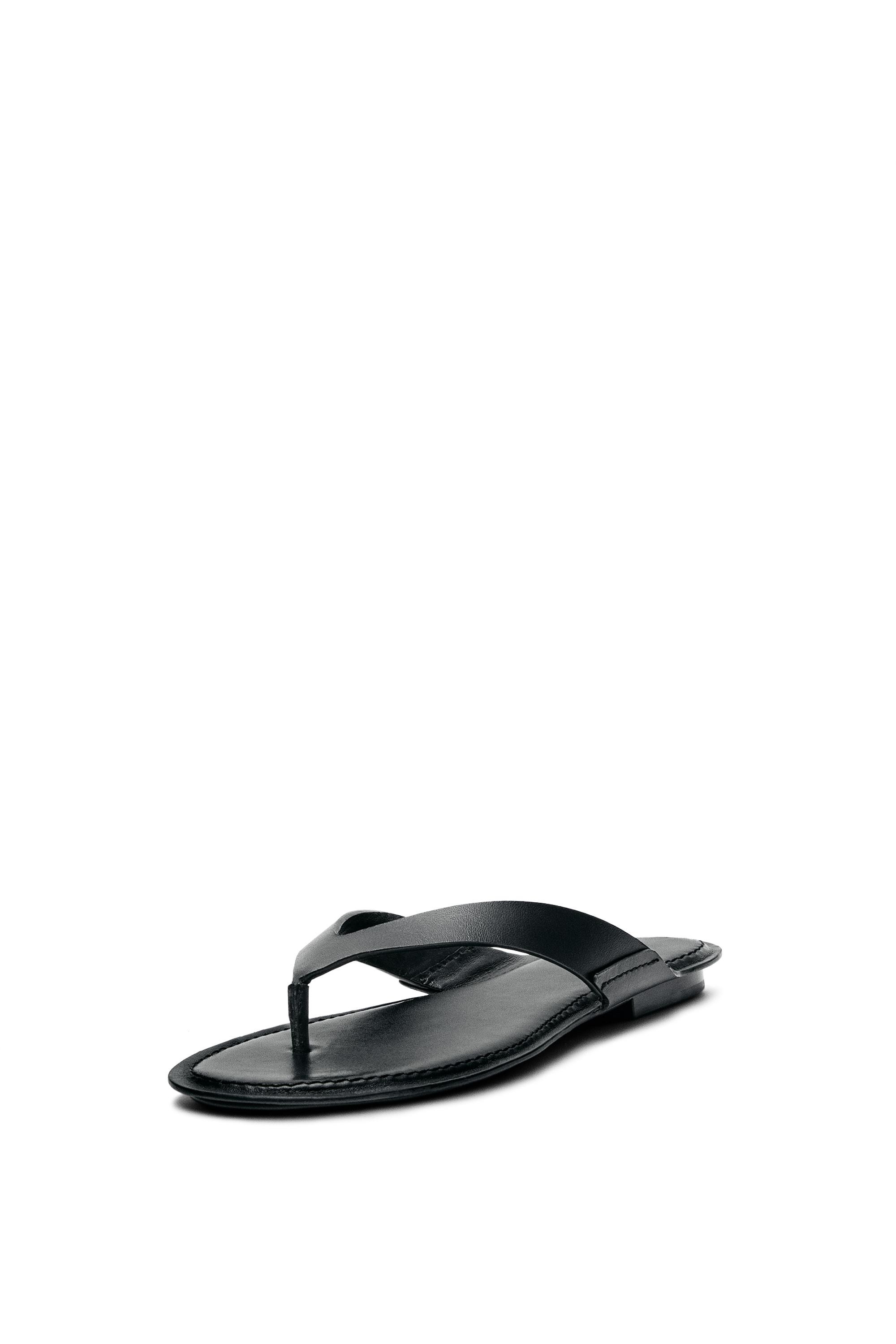 Flat leather sandals - BLACK | Massimo Dutti UK