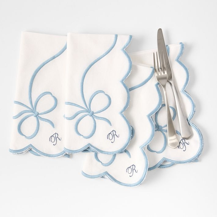 Embroidered Bow Dinner Napkins, Set of 4 | Mark and Graham