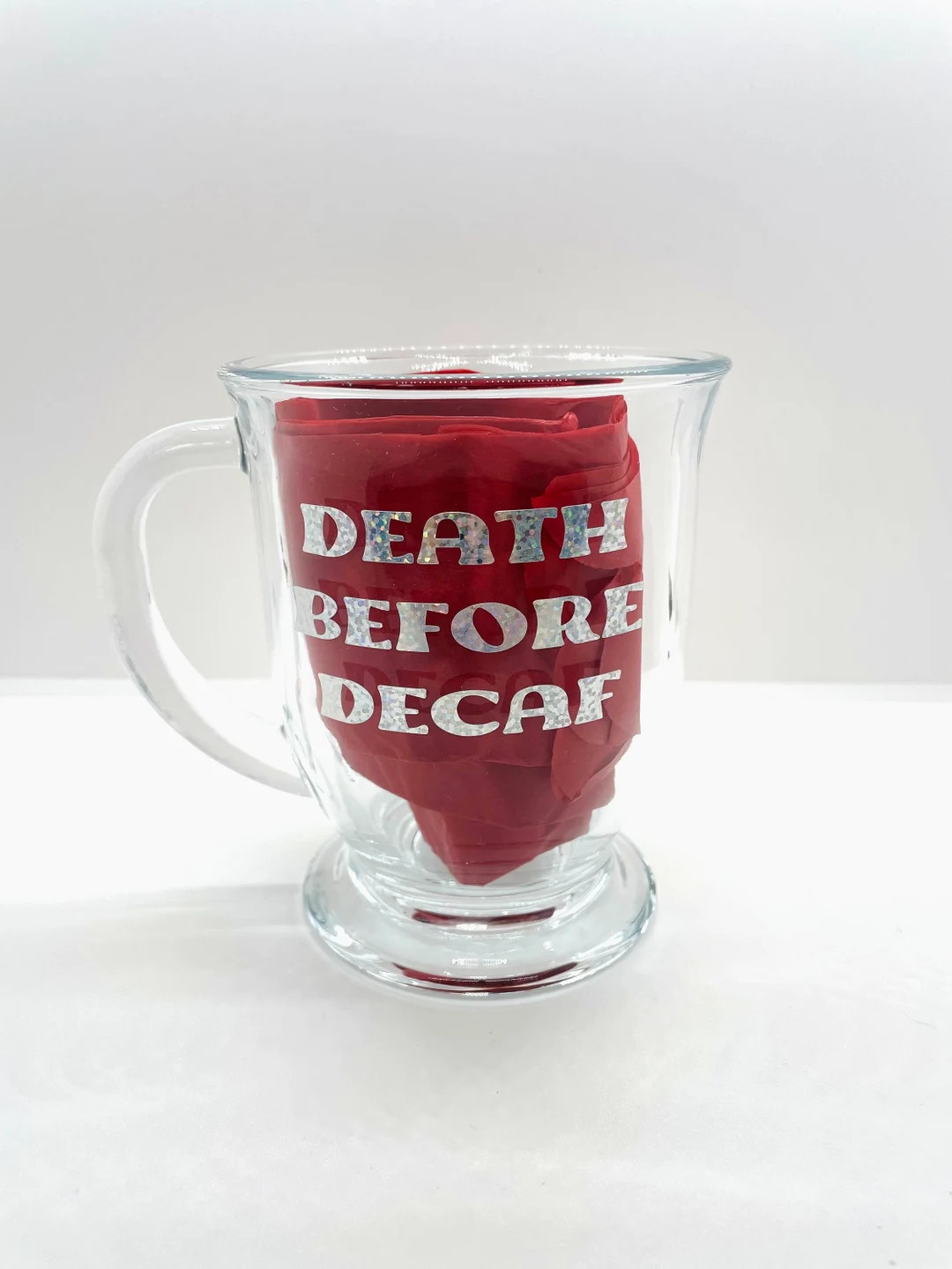 Death Before Decaf - Glass Mug - Coffee Lover | Etsy (US)