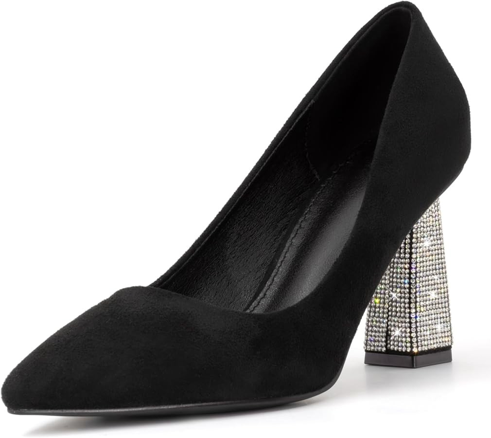 Women's Closed Pointed Toe Pumps Chunky Block High Heel Dress Office Party Wedding Shoes for Wome... | Amazon (US)