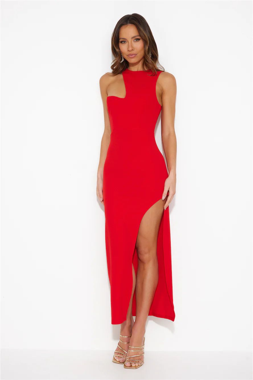 Girl In The Shadow Midi Dress Red | Hello Molly