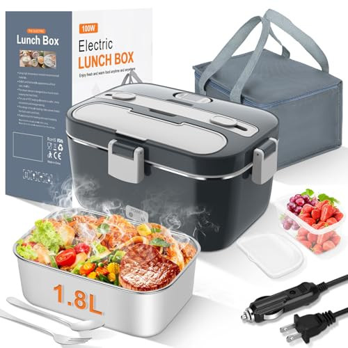 DUPASU Electric Lunch Box Food Warmer: 100W Heated Lunch Box for Adults, 1.8L Portable Fast Heating Lunchbox Food Heater for Car, Truck, Work, Travel, Lonchera Elctrica Porttil 12/24V/110-230V | Amazon (US)