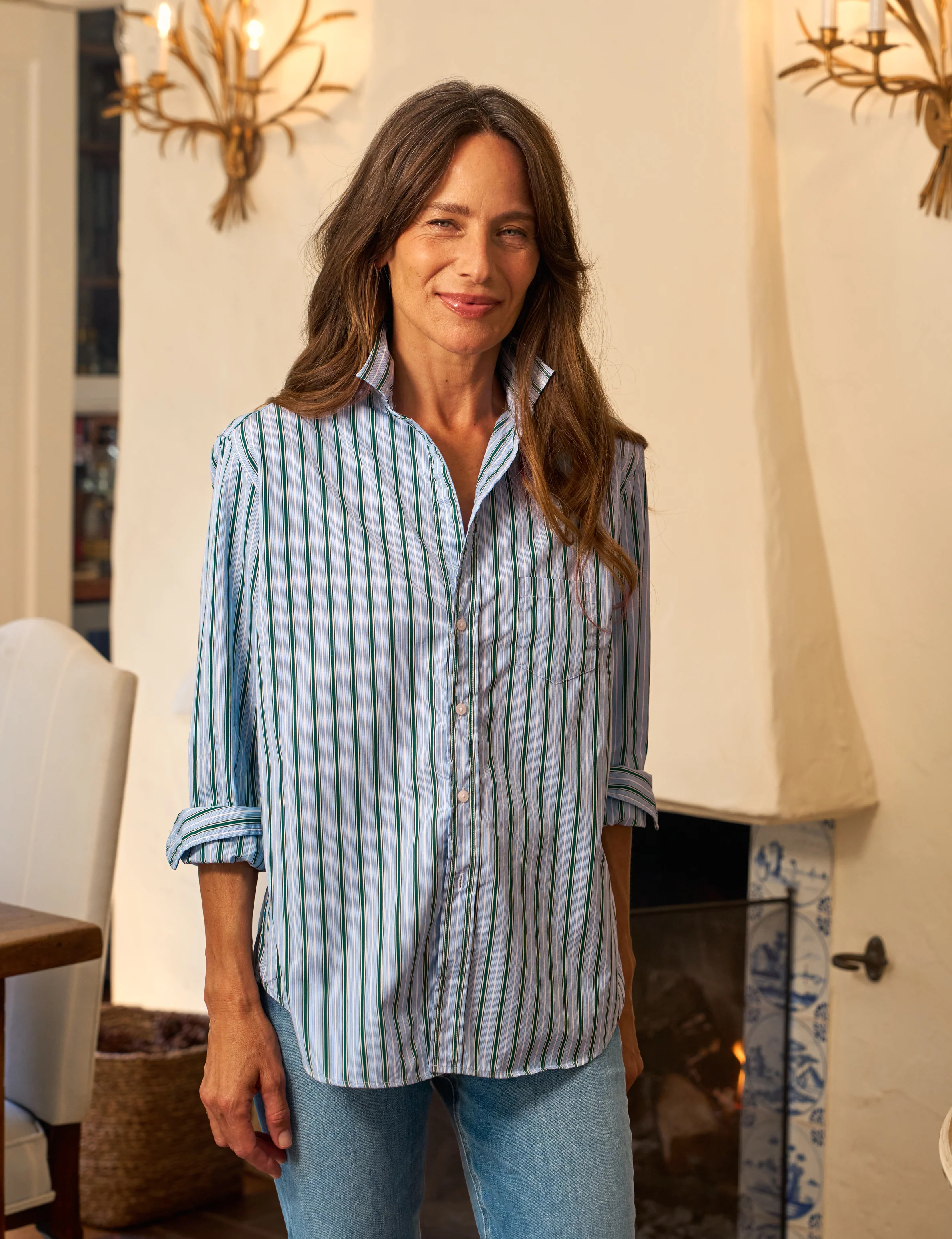 EILEEN Blue and Green Multi Stripe, Superluxe | Frank & Eileen