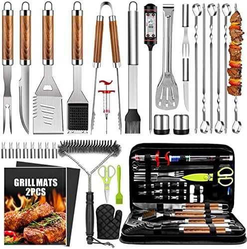 34Pcs Grill Accessories Grilling Gifts for Men, 16 Inches Heavy Duty BBQ Accessories, Stainless S... | Amazon (US)