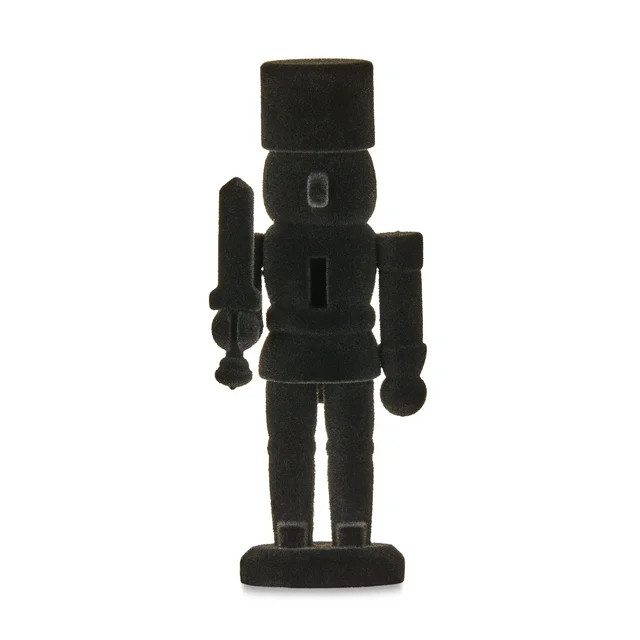 Black Flocked Nutcracker Tabletop Decoration, 4.5", by Holiday Time | Walmart (US)