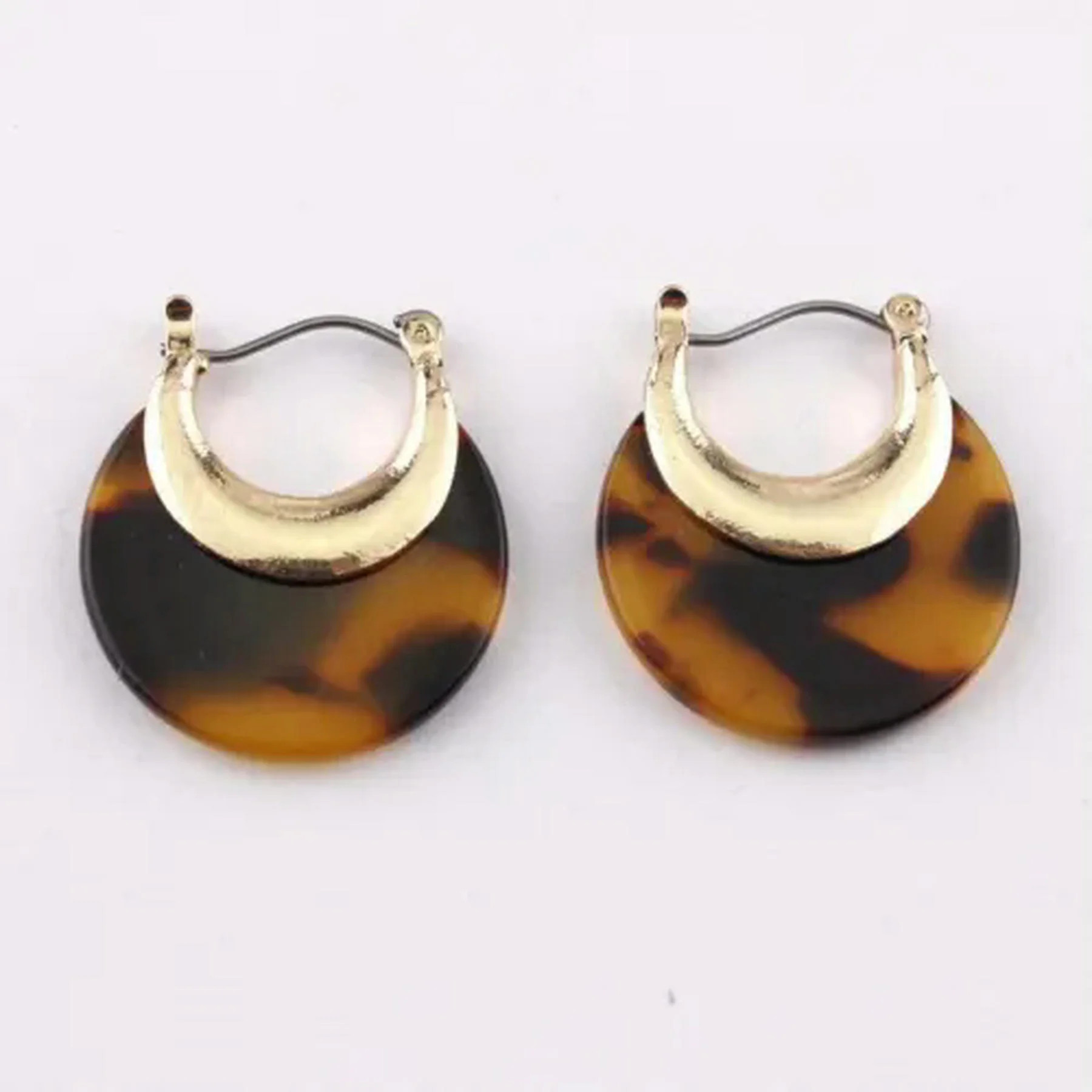 Fashion Leopard Resin Tortoise Half Moon Hoop Earrings or Women Boutique Jewelry | Walmart (US)