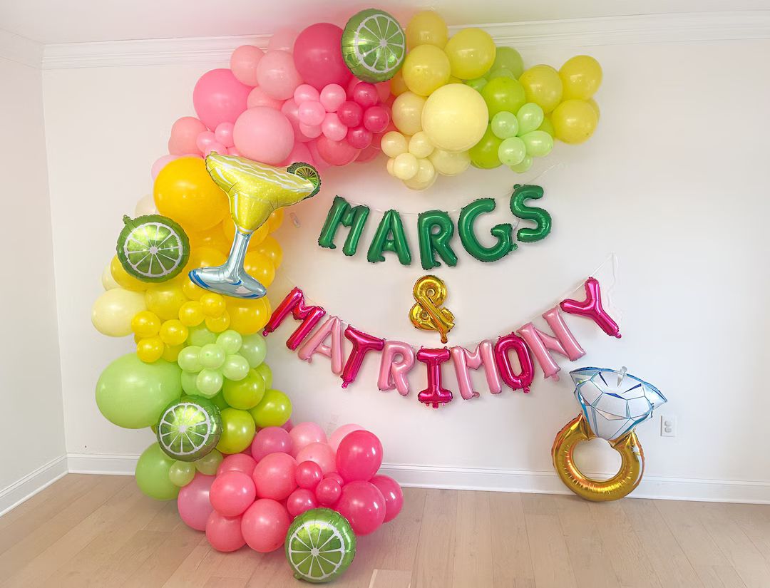 Margs and Matrimony Bachelorette Party Margarita Balloons Margs & Matrimony Balloon Arch Garland ... | Etsy (US)