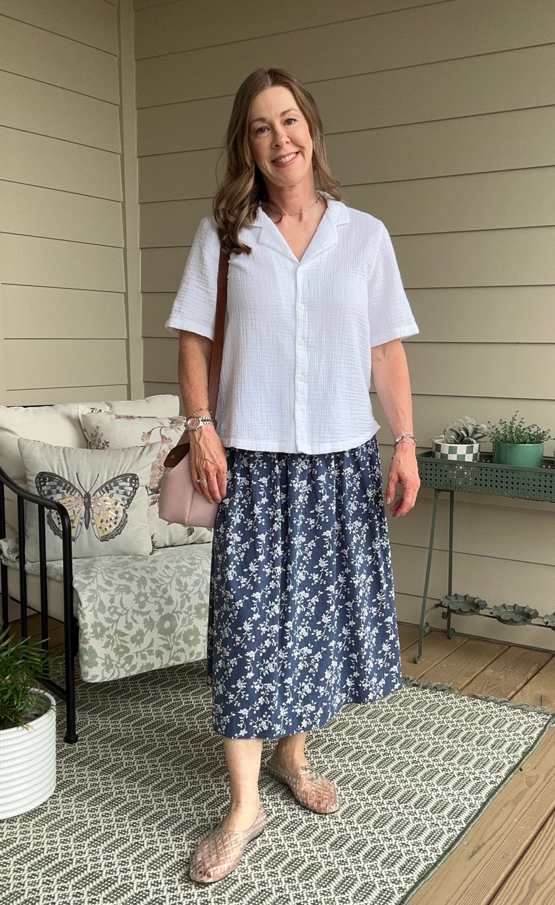 Outfit of the day! 
Quince top
Target Skirt
Jelly Shoes
#ootd #quince

#LTKootd
