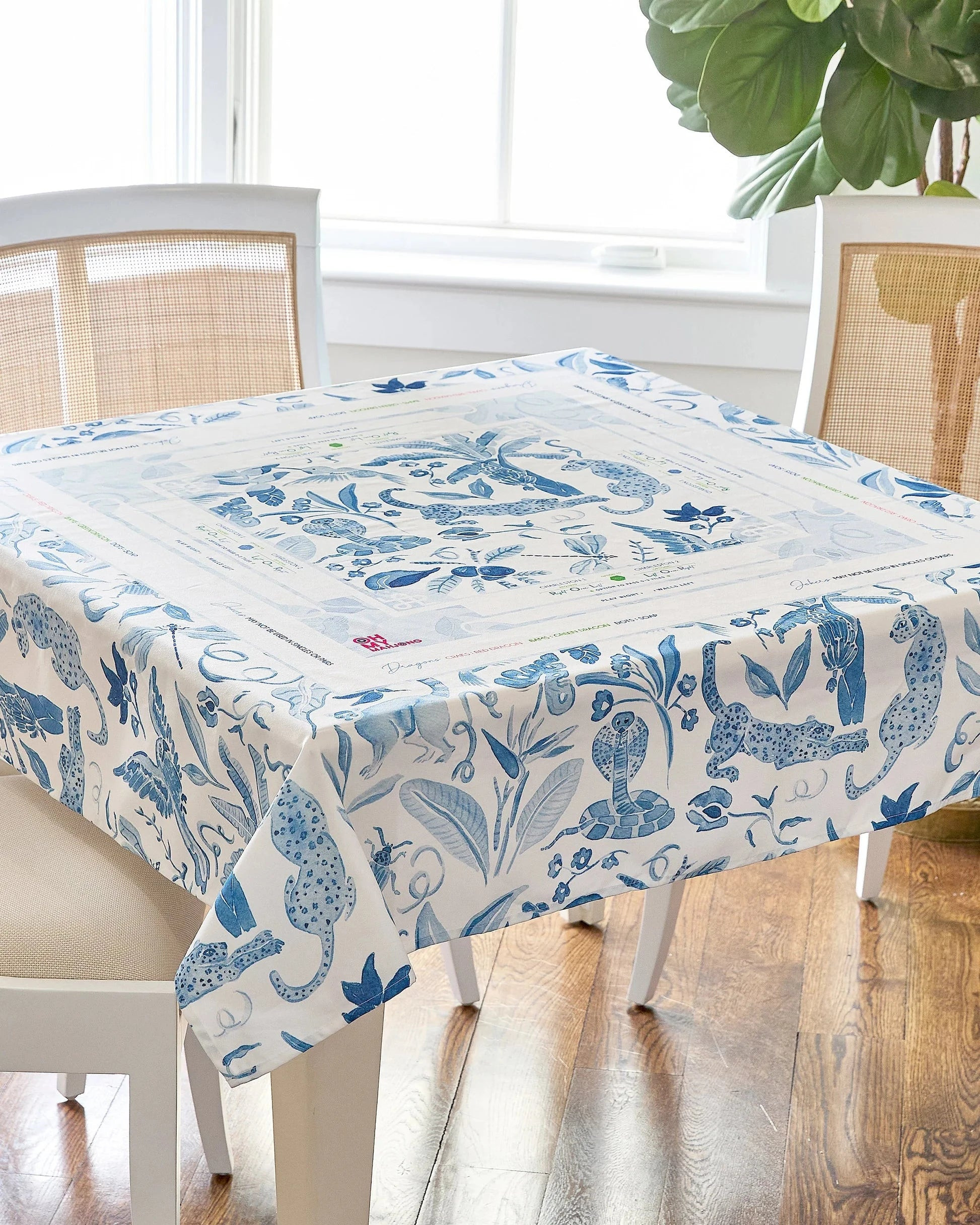 Mahjong Instructional Tablecloth - Amazon Blue | The Horseshoe Crab