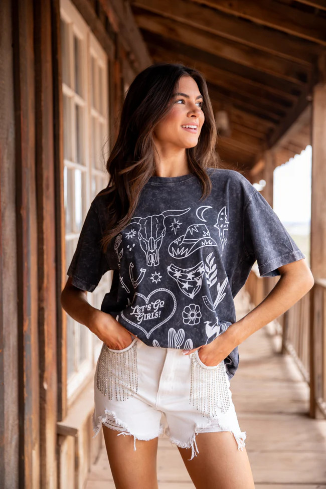 Western Black and White Graphic Tee | Pink Lily