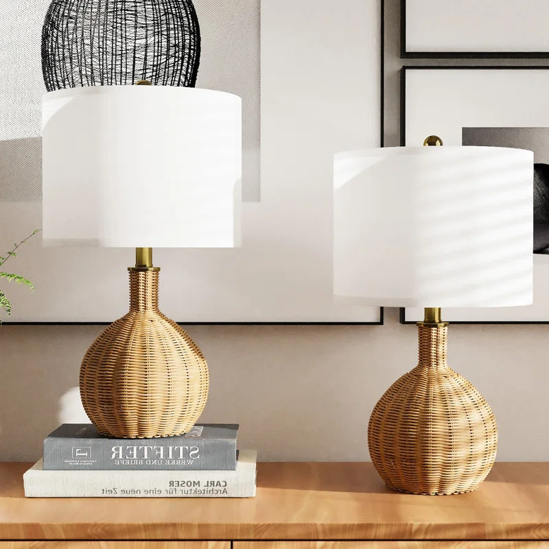 Anson 22'' Rattan Metal Table Lamp Set (Set of 2) | Wayfair North America
