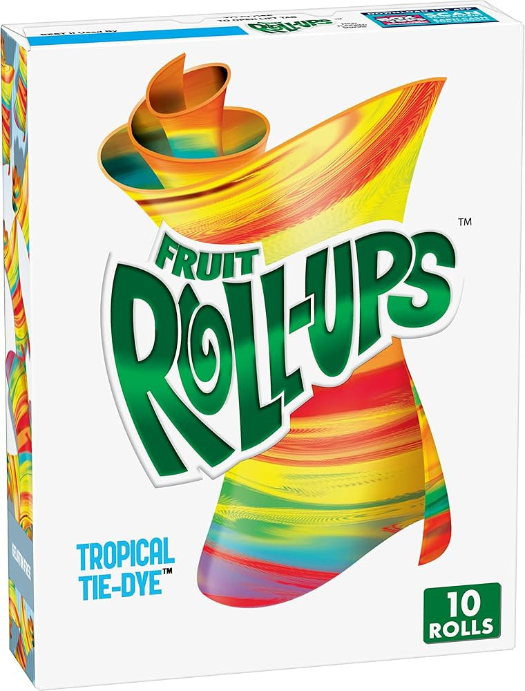 Fruit Roll-Ups Gelatin Free Fruit Flavored Snacks, Tropical Tie-Die, 0.5 Oz, 10 Ct | Amazon (US)