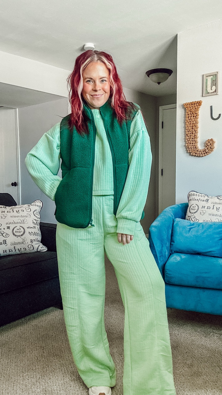 Monochromatic sets! Which one are you choosing? Purple or green? 
Purple set - target
Top - medium
Pants - small
Vest - small 
Green set - old navy 
Pants - medium
Top - small 

#LTKmomlife #LTKSeasonal #LTKSaleAlert