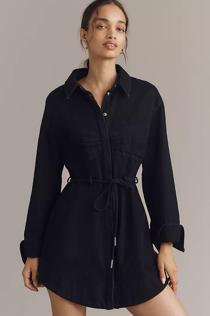 AMUR Clea Long-Sleeve Denim Mini Shirt Dress | Anthropologie (US)