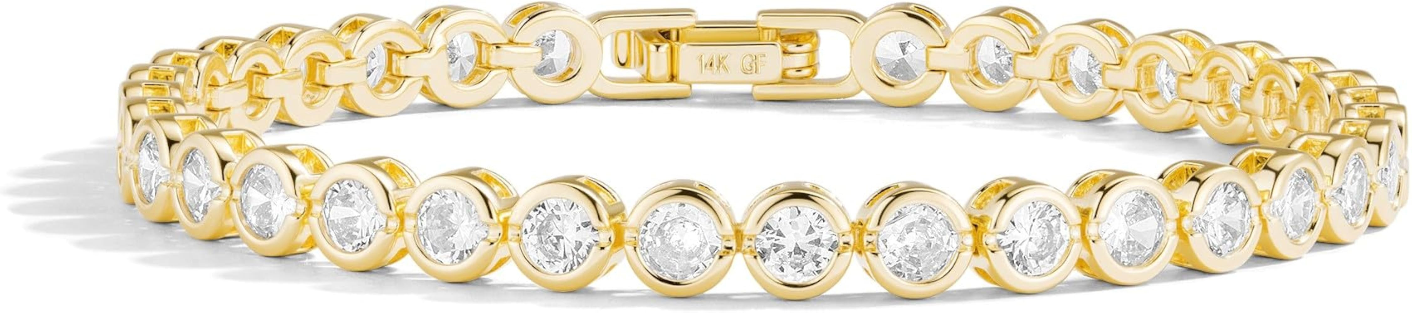 14K Gold Filled Tennis Bracelets, 3.5MM Bracelet | Amazon (US)