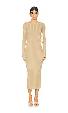 L'Academie by Marianna Kayce Midi Knit Dress in Camel from Revolve.com | Revolve Clothing (Global)