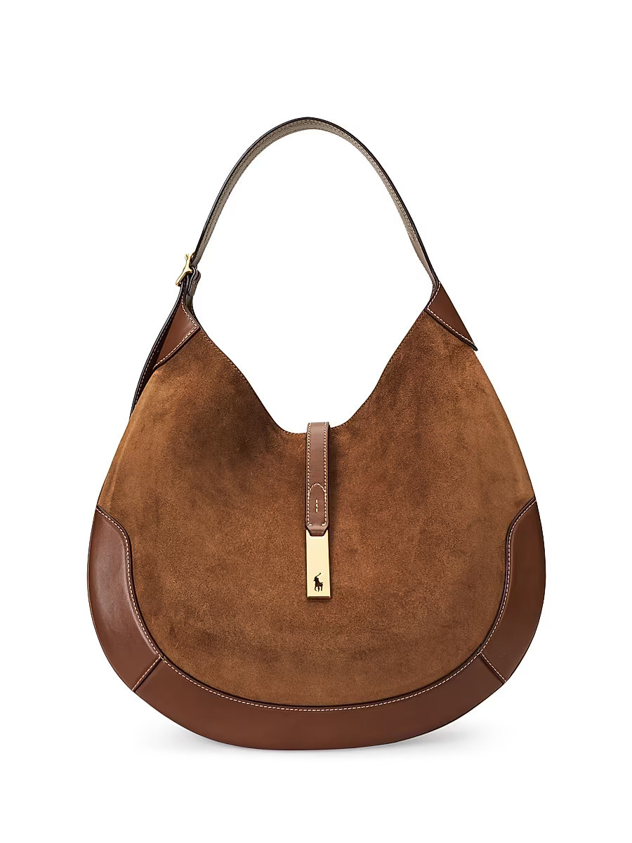Women's Polo ID Large Suede Shoulder Bag - Cinnamon | Saks Fifth Avenue