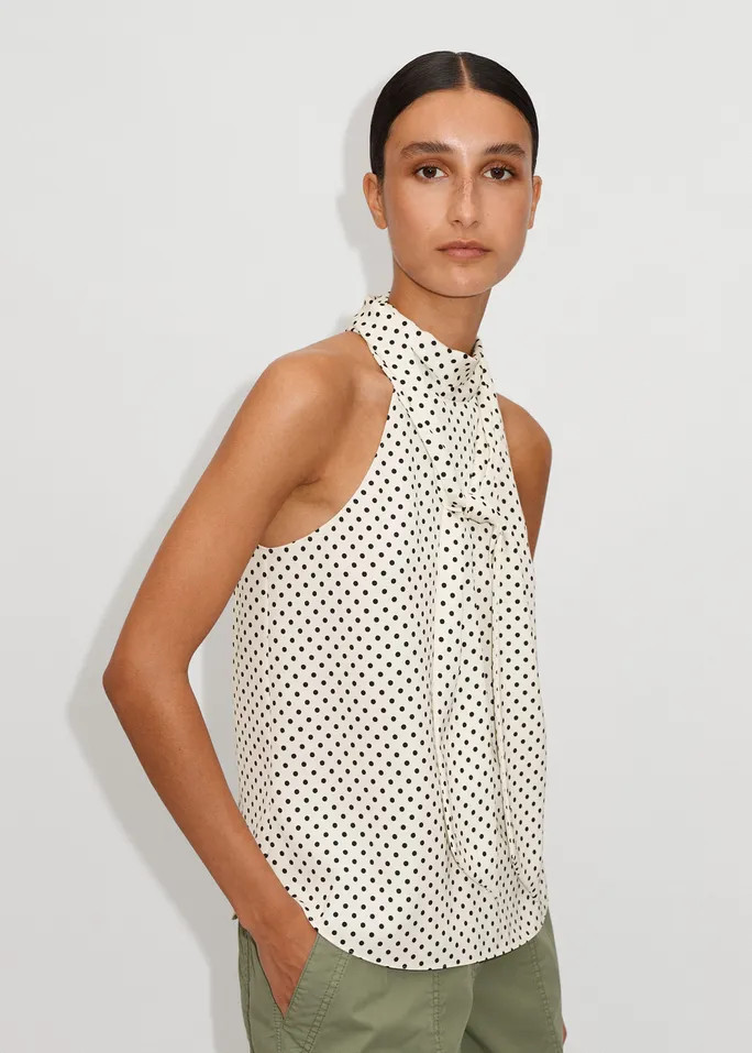 Polka Dot Halterneck Pussybow Top | ME + EM