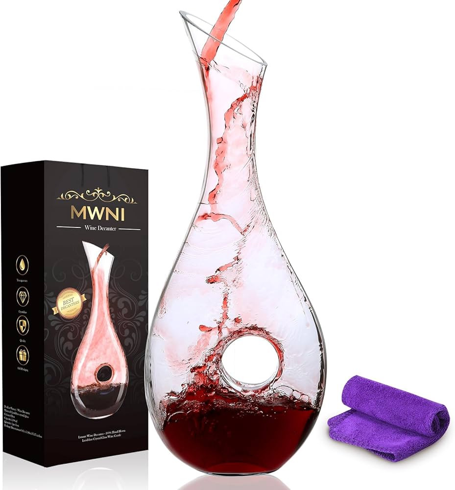 Wine Decanters and Carafes by MWNI-1.2 Liters Lead-Free Crystal Wine Decanter Set,Used as Wine Ae... | Amazon (US)