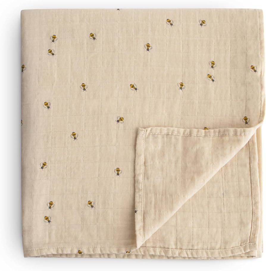 mushie Muslin Baby Swaddle Blanket | 100% Organic Cotton (Bees) | Amazon (US)