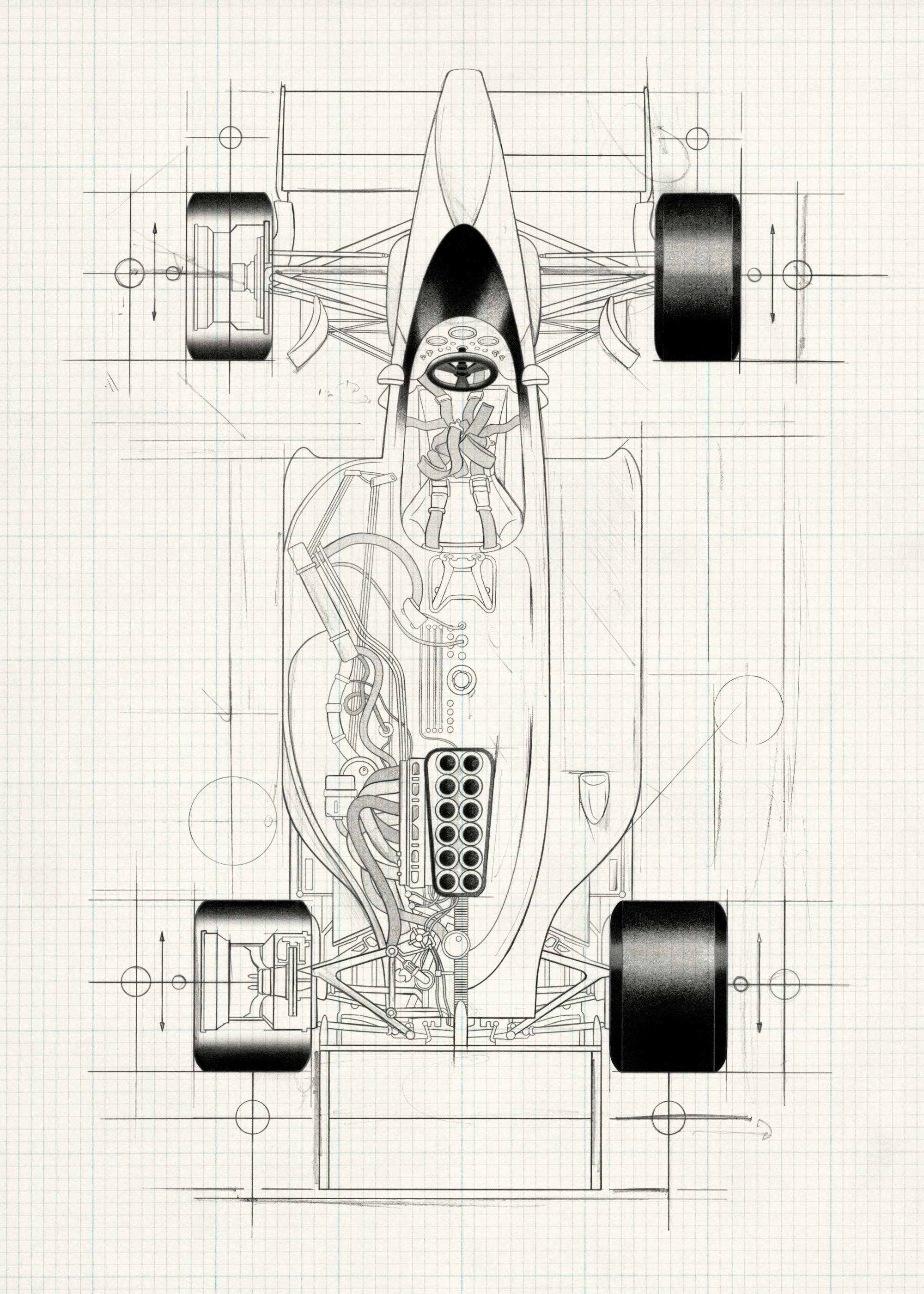Racing Car Sketch Print | Desenio