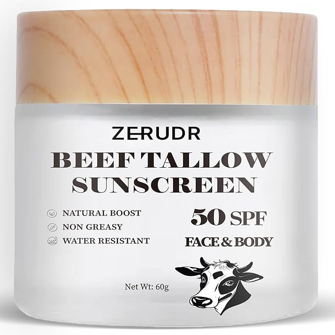 Beef Tallow Sunscreen: SPF 50 non toxic sunscreen, Tallow & Zinc Oxide Sunblock Non-Greasy Reef S... | Amazon (US)