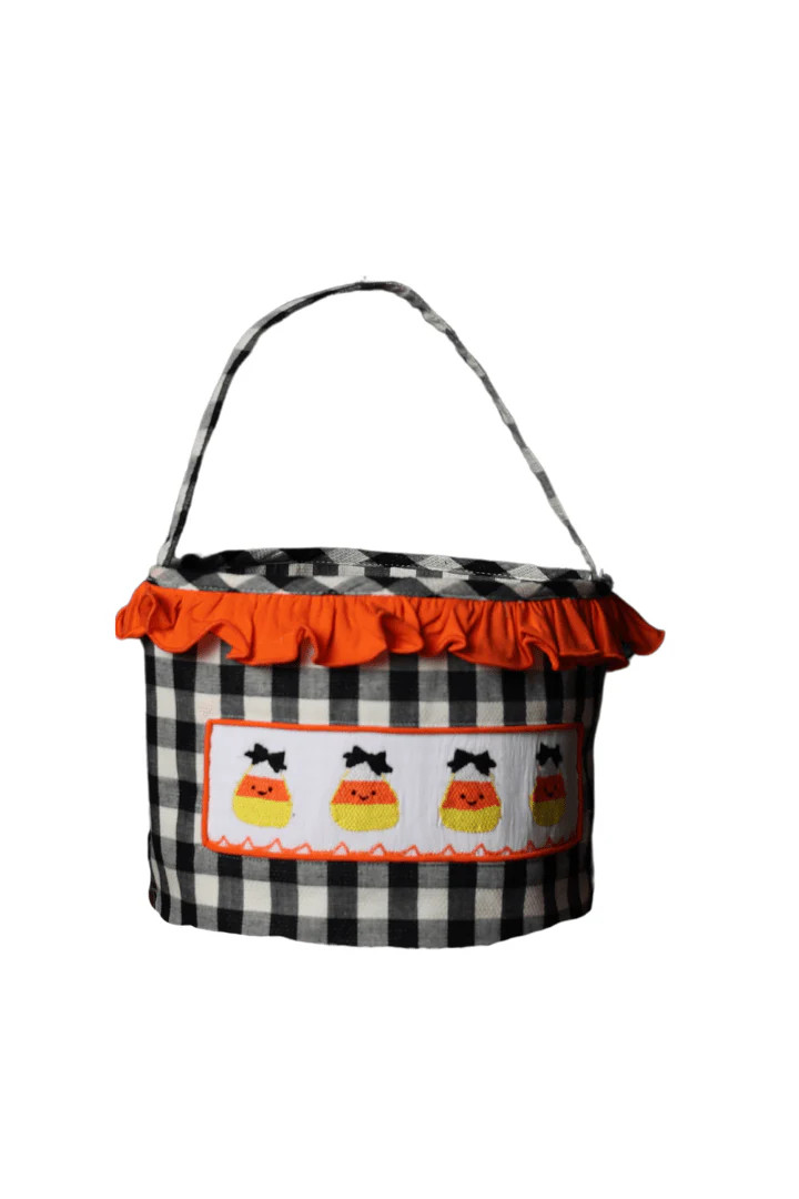 Smocked Candy Corn Gingham Treat Basket | The Smocked Flamingo