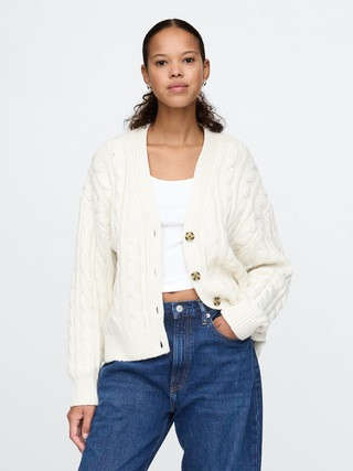 Oversized Cable-Knit Cardigan | Gap (US)