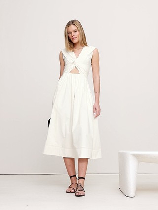 Mixed-Media Cut-Out Midi Dress | Banana Republic (US)