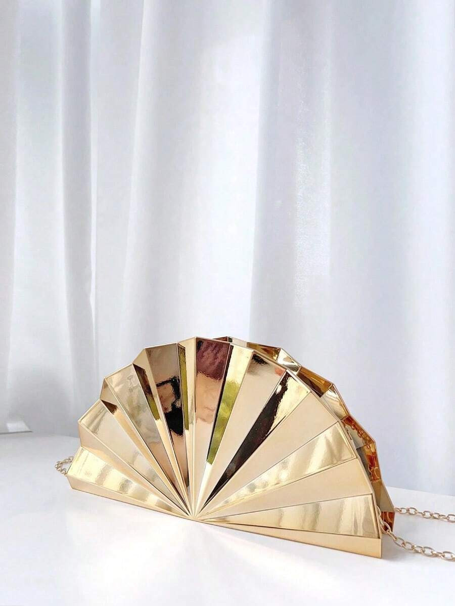 1pc Metallic Striped Asymmetric Clutch Bag, Elegant Formal Occasion Handbag, Minimalist Fashion W... | SHEIN