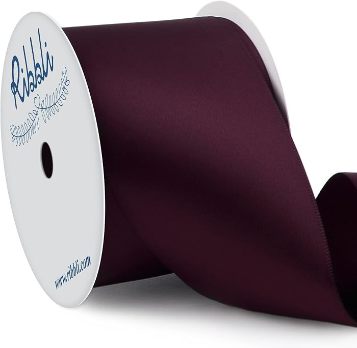 Ribbli Burgundy Double Faced Satin Ribbon, 2\u201d x Continuous 10 Yards,Use for Bows Bouquet,Gif... | Amazon (US)