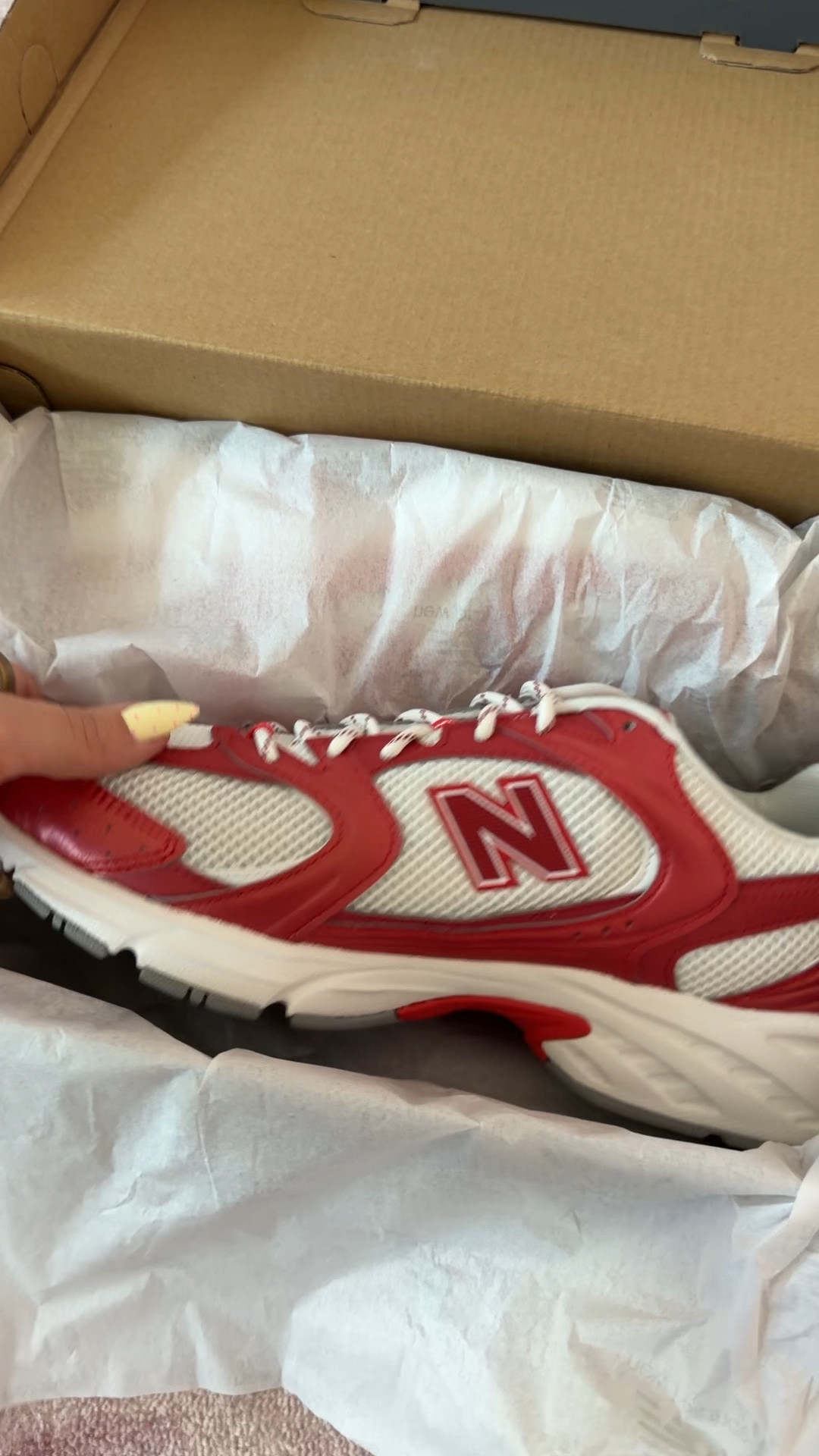 red and white new balances! the 530 style is one of my faves. i wear the 9! 

#LTKfitnessgoals #LTKActive