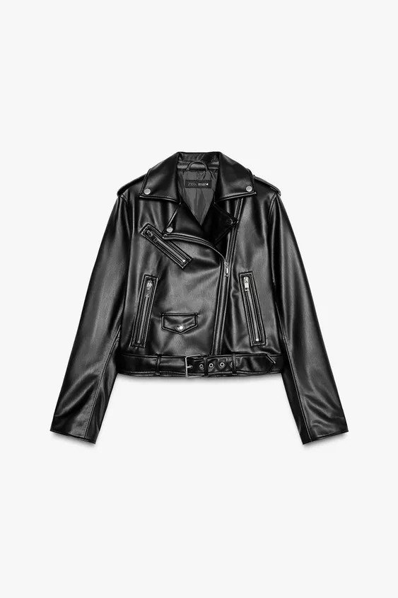 Lapel collar jacket with long sleeves, zippered cuffs, and epaulettes. Front zip pockets. Buckle ... | Zara US