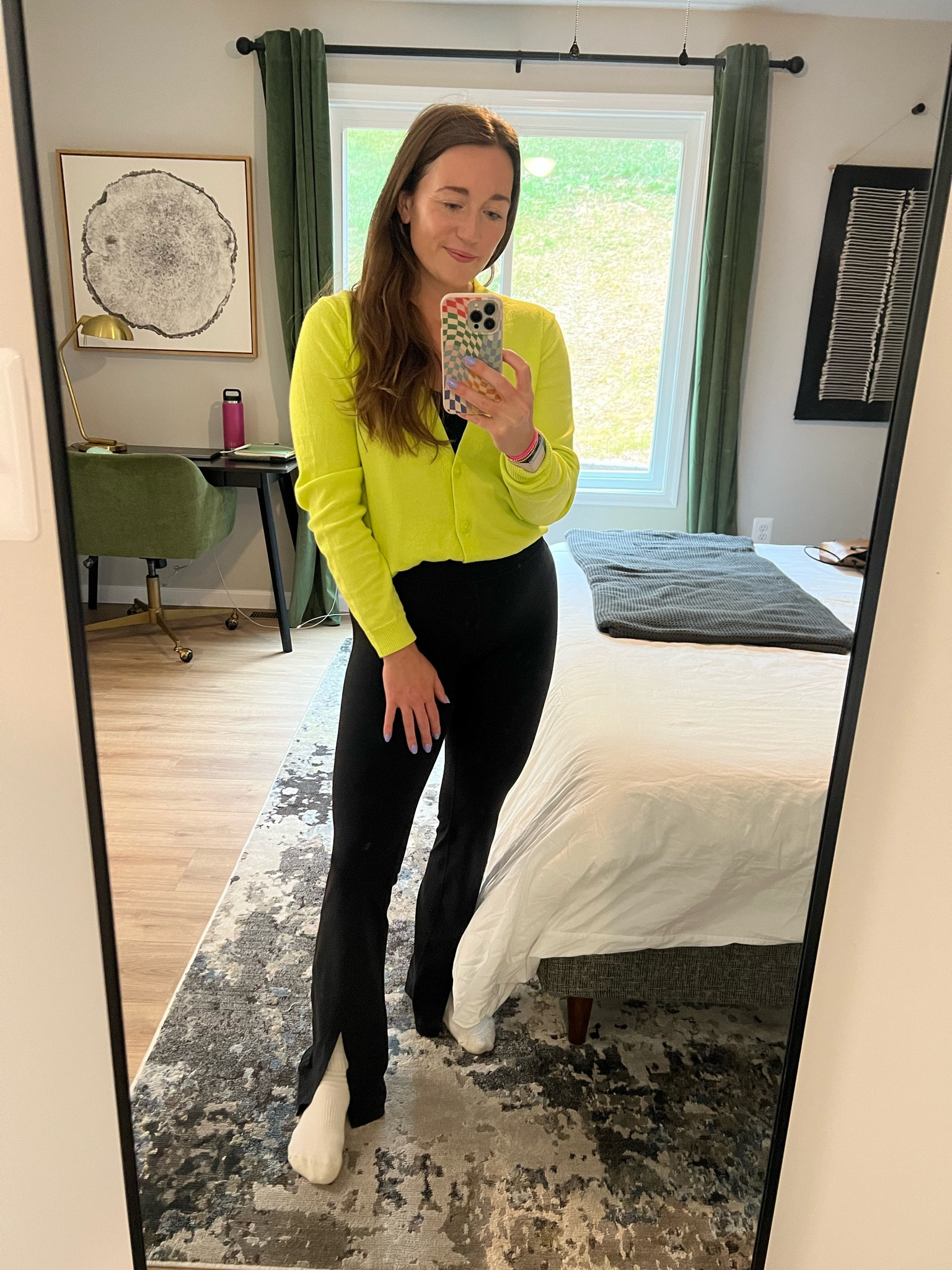 Rainy Saturday at the work retreat means a cozy cardigan and some old Athleta favorite split hem leggings. Linking the exact sweater and a very similar legging! 