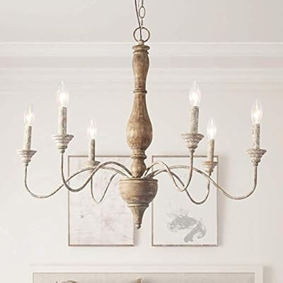 LNC French Country Chandeliers Wood 6 Lights Rust Arms for Dining, Bedroom, Living Room and Bathr... | Amazon (US)
