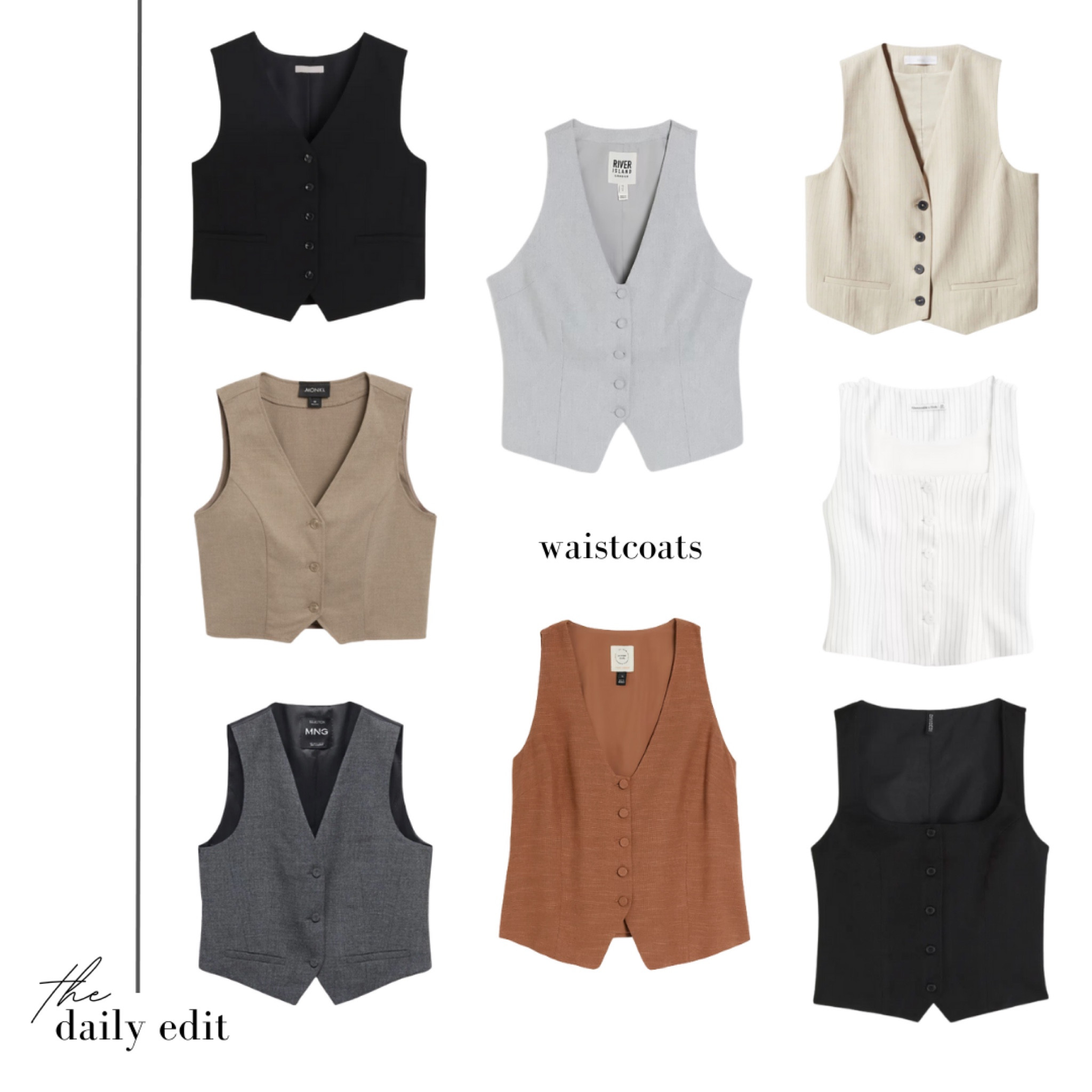 Some of my favourite waistcoats on the high street right now!  

Waistcoats, gilet, autumn trends, Mango, Zara, River Island, H&M, Abercrombie & Fitch, tailored outfit, transitional wardrobe, what to wear, ways to style, high street fashion, styling tips, women’s suit, coord, day to night 

#LTKstyletip #LTKeurope #LTKworkwear