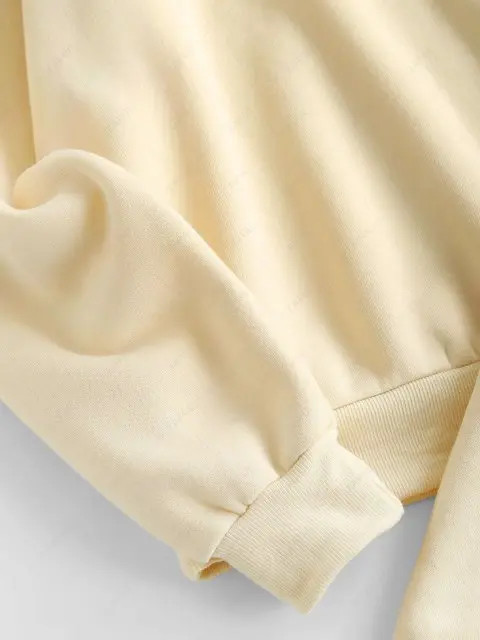 Crewneck Fleece-lined Sweatshirt And Drawstring Shorts Set - Light Coffee Xs | ZAFUL (Global)