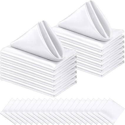 100 Pieces Satin Table Napkins Square Party Napkins 17 x 17 Inches Napkins Soft Dinner Napkins Si... | Amazon (US)