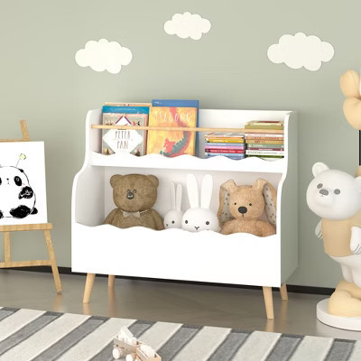 KTMBDW Kids Bookshelf, Toy Storage Cubby, Children's Toy Shelf, 32.7" L Storage Cabinet, Fit for Children's Room, Playroom, Kindergarten, White | Target