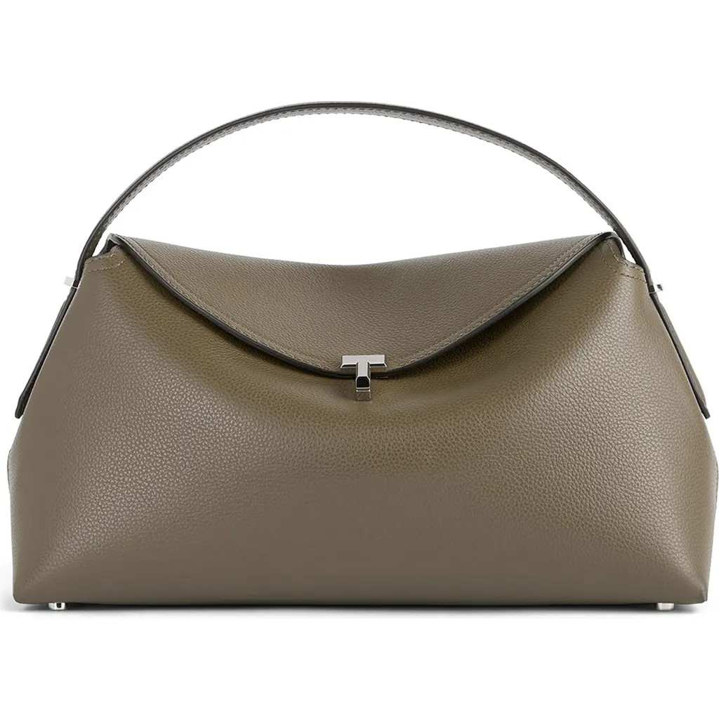 TOTEME T-Lock Curved Leather Shoulder Bag in Dark Taupe at Nordstrom | Nordstrom