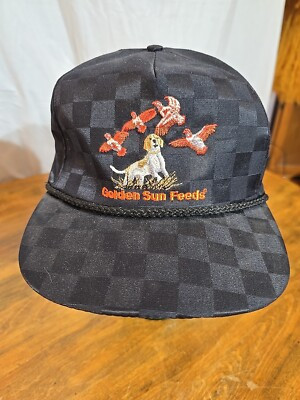 Vintage Golden Sun Feeds Black Checkered Rope Snapback Hat Cap USA  | eBay | eBay US