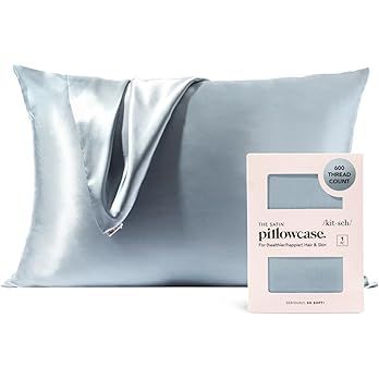 Kitsch Satin Pillowcase with Zipper for Hair & Skin, Softer Than Silk Pillow Cases Queen, Smooth ... | Amazon (US)