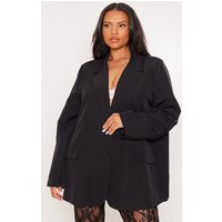 Plus Black Oversized Structured Blazer | PrettyLittleThing US