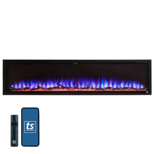 Touchstone Sideline Elite Smart 84” WiFi-Enabled Electric Fireplace - 80050 - in-Wall Recessed - 60 Color Combinations - 1,500W Heater - Black - Log, Crystals & Driftwood | Amazon (US)