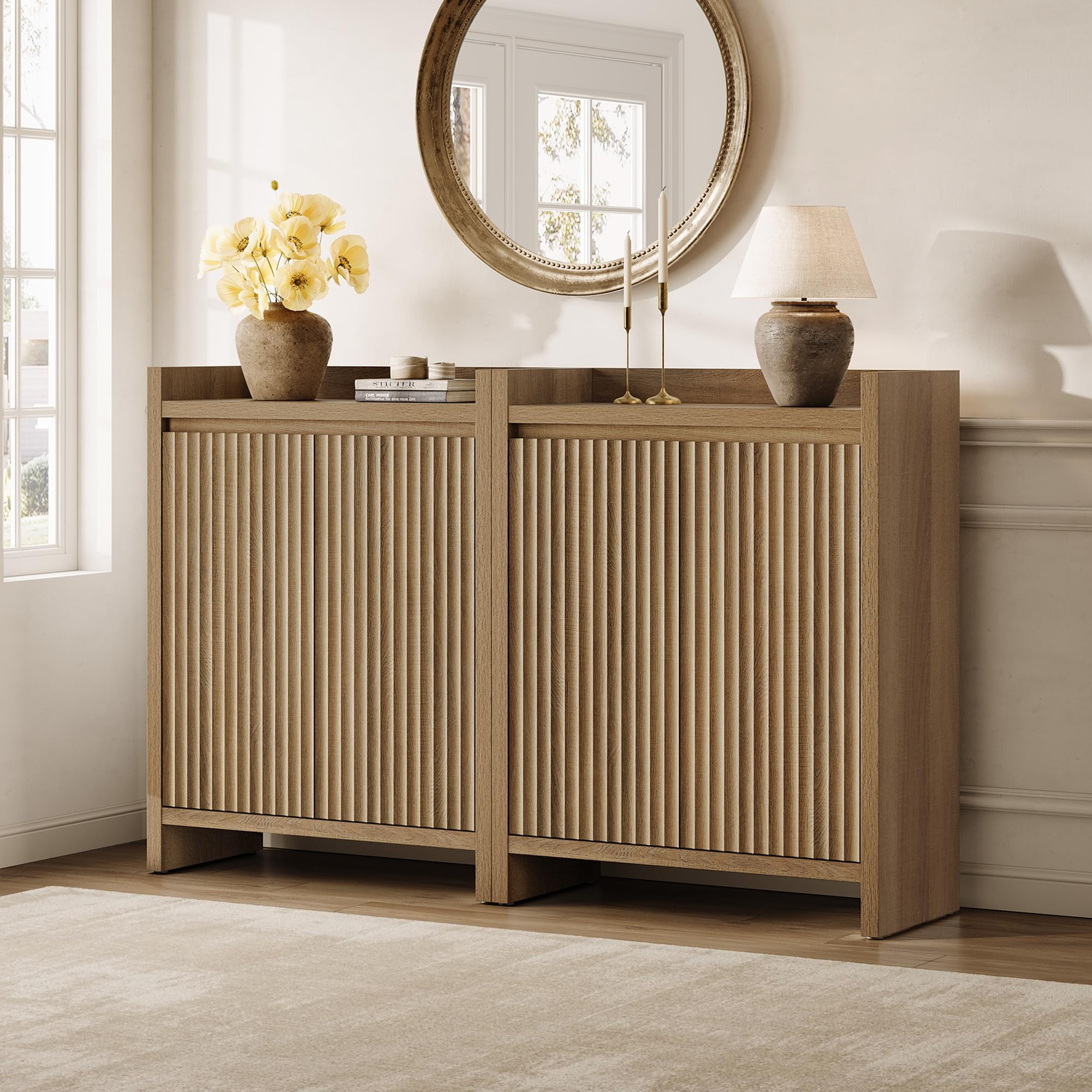 SICOTAS Shoe Cabinet - Fluted Shoe Storage Cabinet for Entryway, 48-Pair Shoes Organizer with Doo... | Amazon (US)