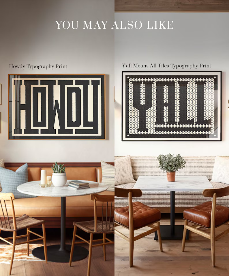 Tile Howdy Typographic Poster, Western Wall Decor, Entryway Art, Farmhouse Wall Art, Southwestern... | Etsy (US)