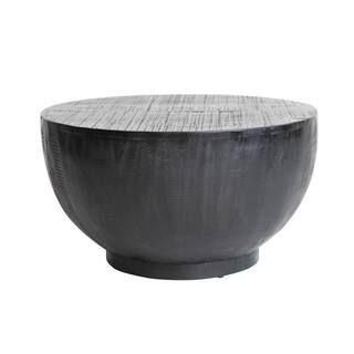 Storied Home 30 in. Black Round Mango Wood Coffee Table DF6985 - The Home Depot | The Home Depot