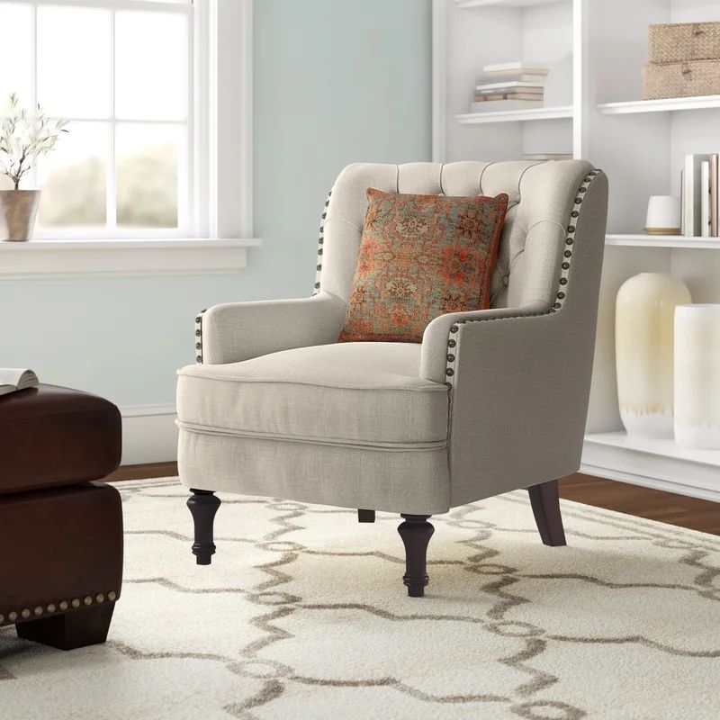 Jayde 30" Wide Tufted Linen Armchair | Wayfair North America
