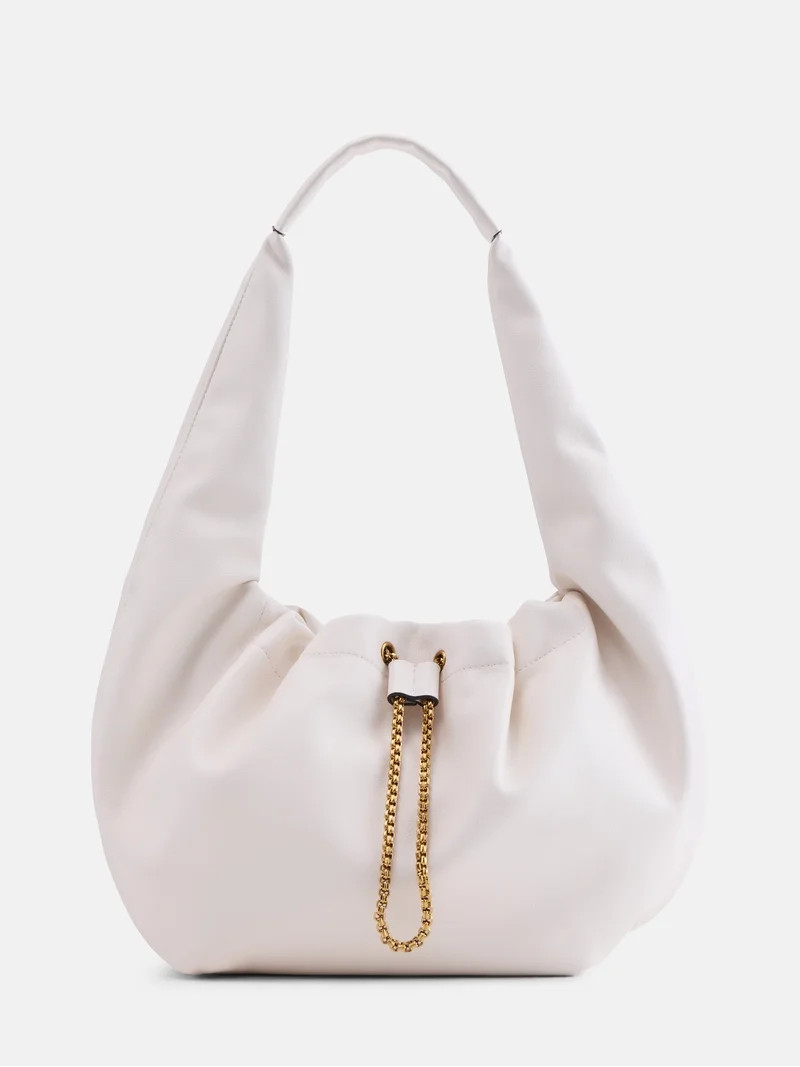 Scoop Women's Faux Leather Chain Drawstring Bag, Mother of Pearl | Walmart (US)