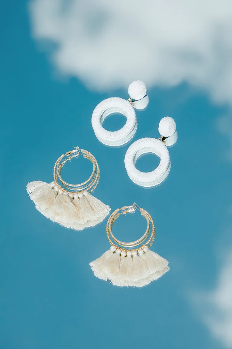 Ocho Rios White Woven Hoop Earrings | Lulus (US)